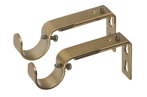 Ivilon Ivilon Adjustable Curtain Rod Brackets - Set of 2 for 1 & 1 1/8 Inch Rods in Warm Gold