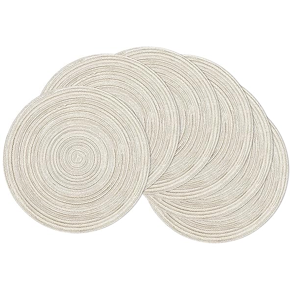 SHACOS SHACOS 15-Inch Braided Round Placemats Set of 6 - Washable Mixed Color Table Mats for Kitchen & Dining