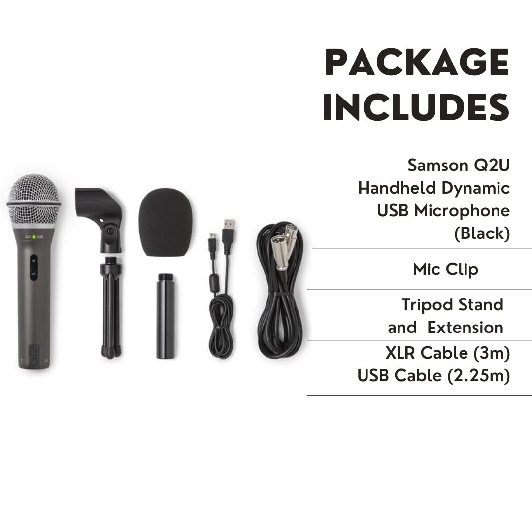 SAMSON Samson Q2U USB/XLR Dynamic Microphone Pack for Recording & Podcasting - Black - View 7 of 8