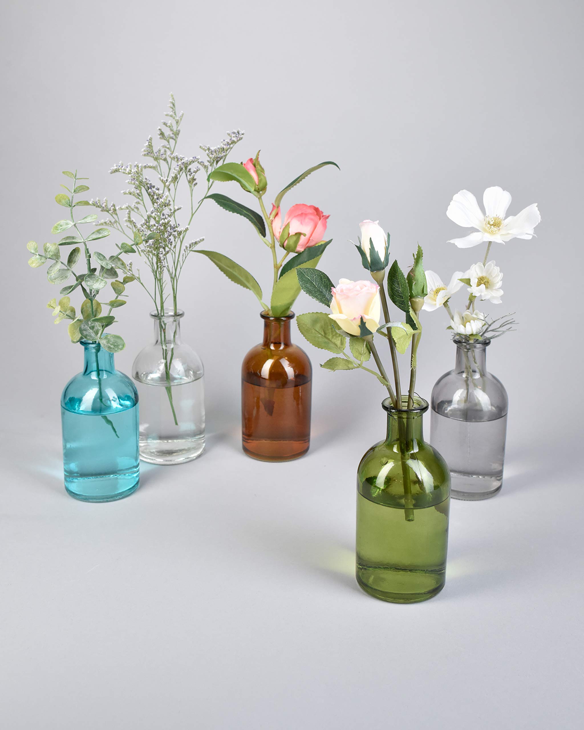 Serene Spaces Living 6 Pack Bud Vases Decorative Glass Bottles for Home Decor Wedding Centerpieces Mini Flower Vases - View 9 of 9