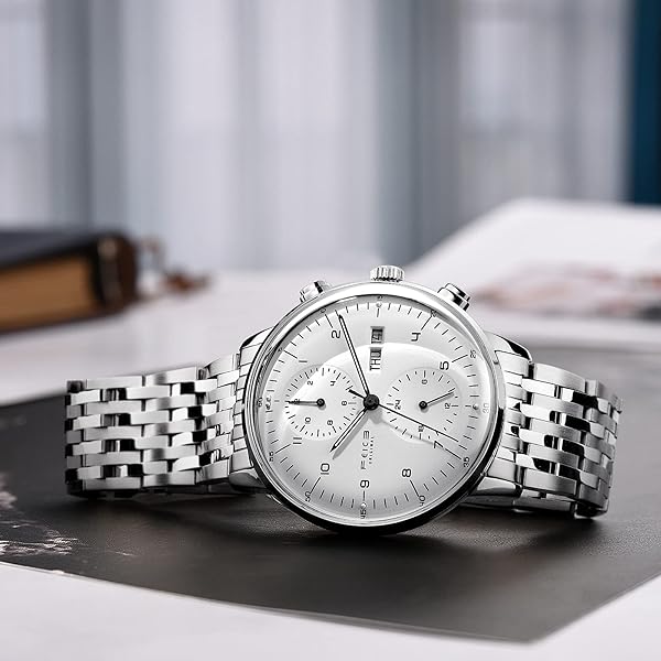 FEICE FEICE Bauhaus Automatic Men's Watch - Stylish Stainless Steel & Leather Casual Dress Wristwatch with Date Function - View 8 of 9