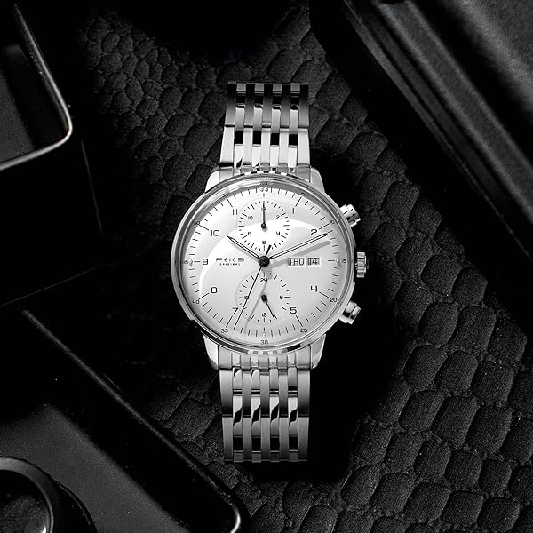FEICE FEICE Bauhaus Automatic Men's Watch - Stylish Stainless Steel & Leather Casual Dress Wristwatch with Date Function - View 9 of 9