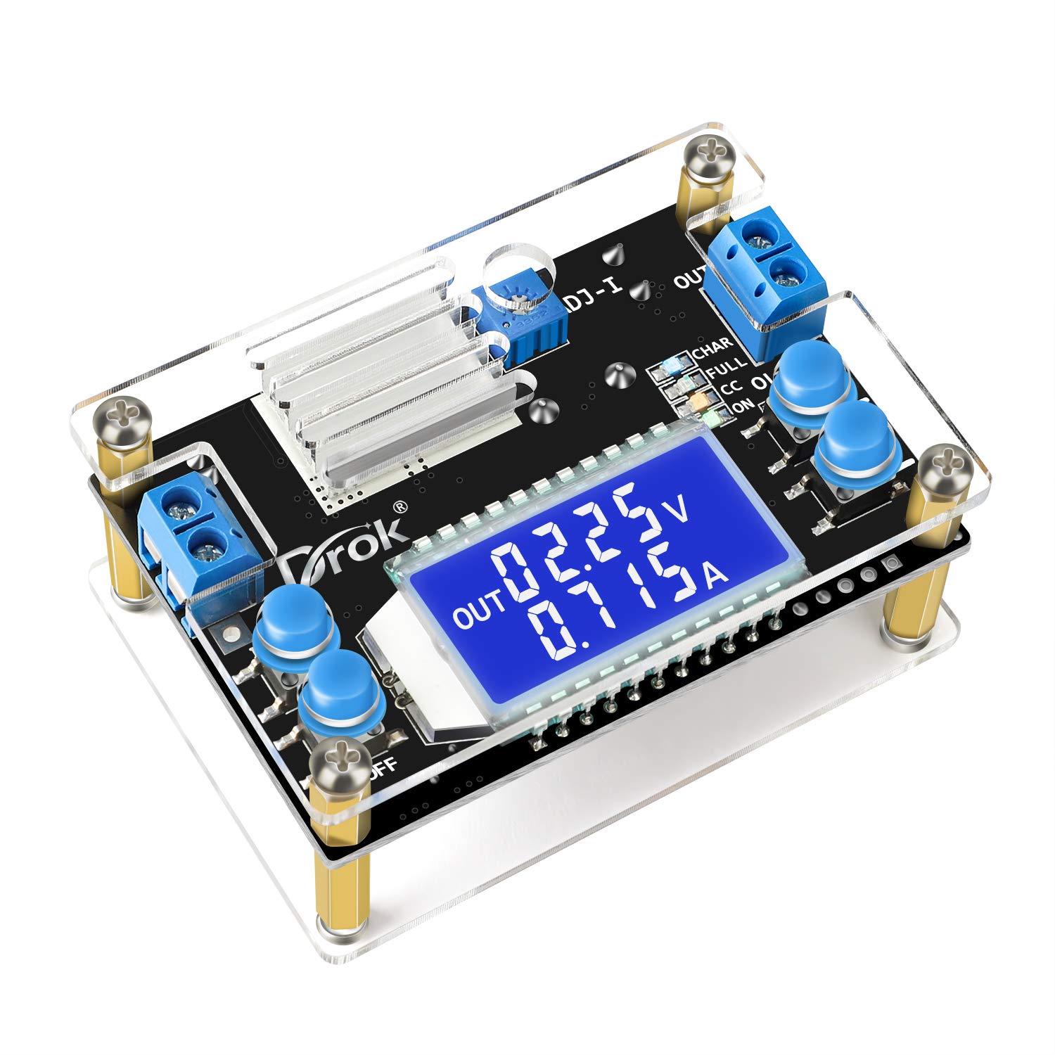 DROK Buck Converter 12V to 5V Voltage Regulator Board DC 6.5-36V Step Down Power Supply Module 4.5A 75W for Efficient Voltage Transformation