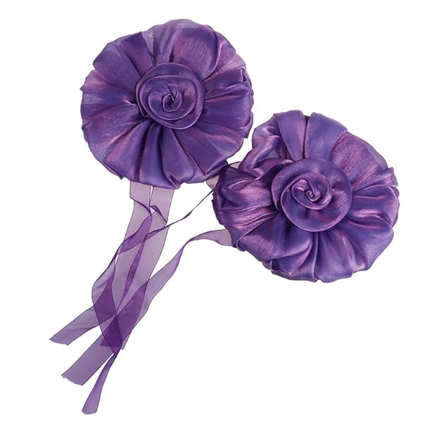 Turbokey Rose Flower Curtain Tieback Pair 6.7 Inch Diameter for Christmas Nursery Home Decor Wedding Birthday Party Decoration Purple - View 4 of 7