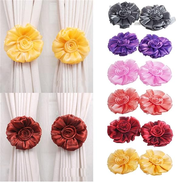 Turbokey Rose Flower Curtain Tieback Pair 6.7 Inch Diameter for Christmas Nursery Home Decor Wedding Birthday Party Decoration Purple - View 6 of 7