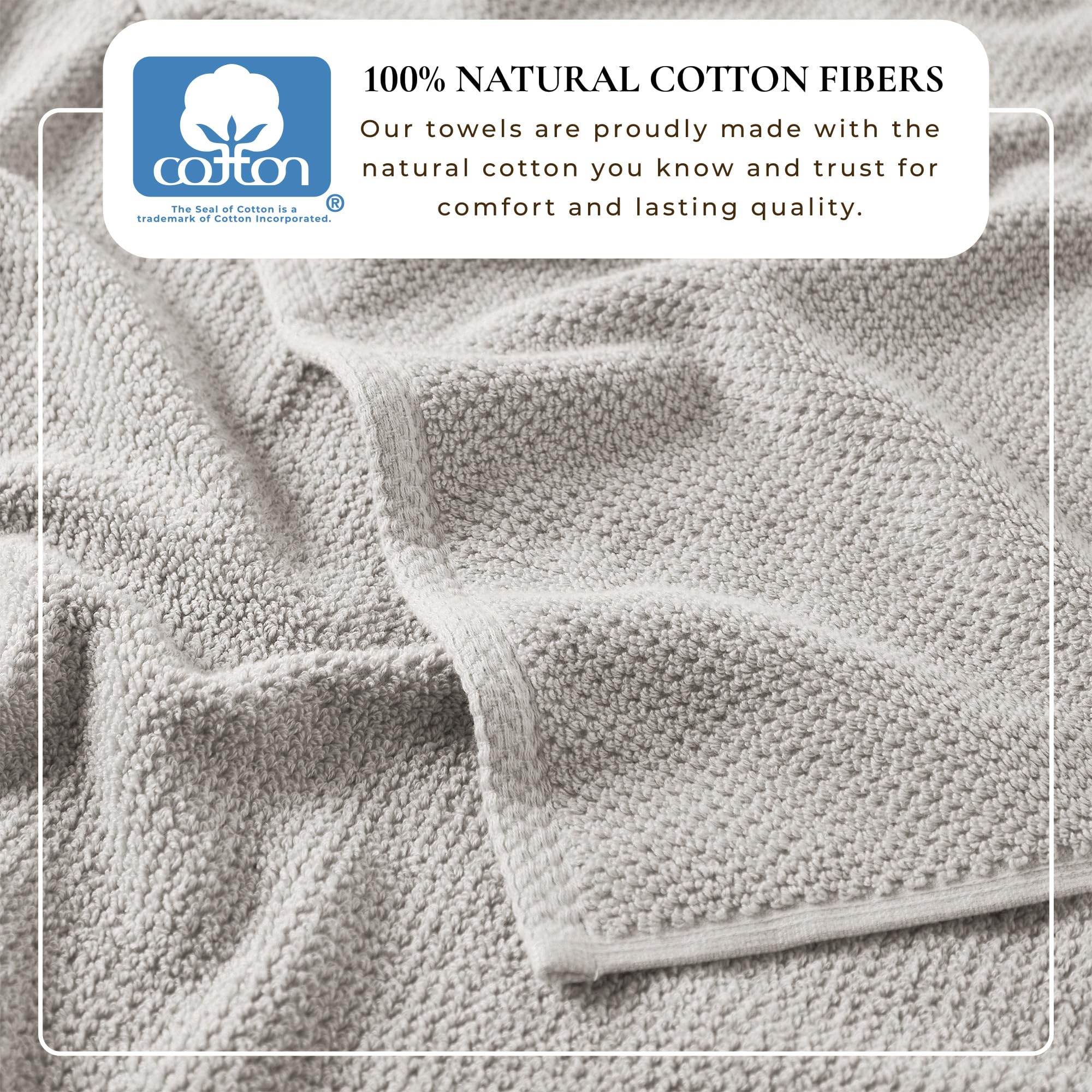 Grey Hand Towels 100 Cotton 6 Pack 26x16 Absorbent Quick Dry Durable Towels for Handroom Decor Low Twist Two Ply Fibers Light Grey - View 3 of 6