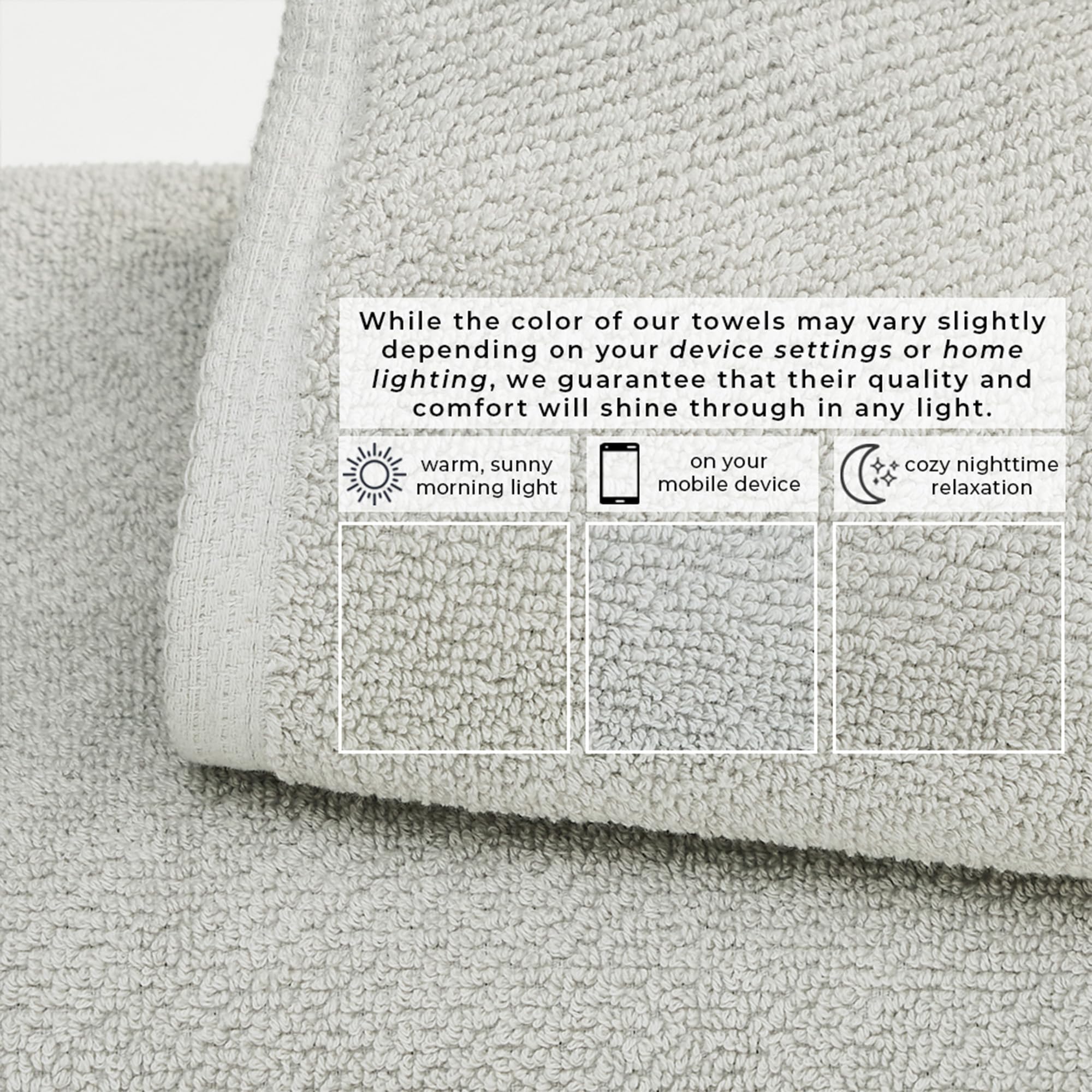 Grey Hand Towels 100 Cotton 6 Pack 26x16 Absorbent Quick Dry Durable Towels for Handroom Decor Low Twist Two Ply Fibers Light Grey - View 5 of 6