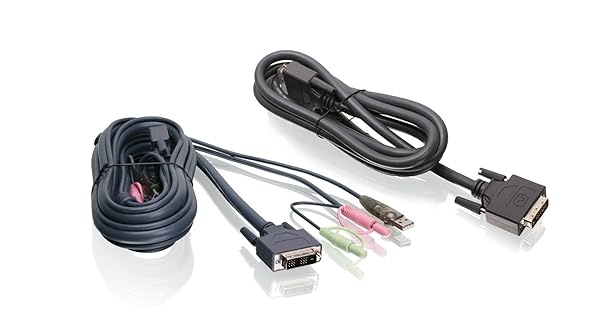 IOGEAR 6ft Dual View Dual-Link DVI USB KVM Cable Kit with Audio - TAA Compliant G2L7202U