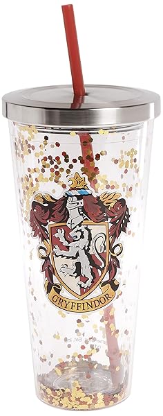 Spoontiques Harry Potter Gryffindor Glitter Tumbler 20 oz Acrylic Cup with Straw by Spoontiques