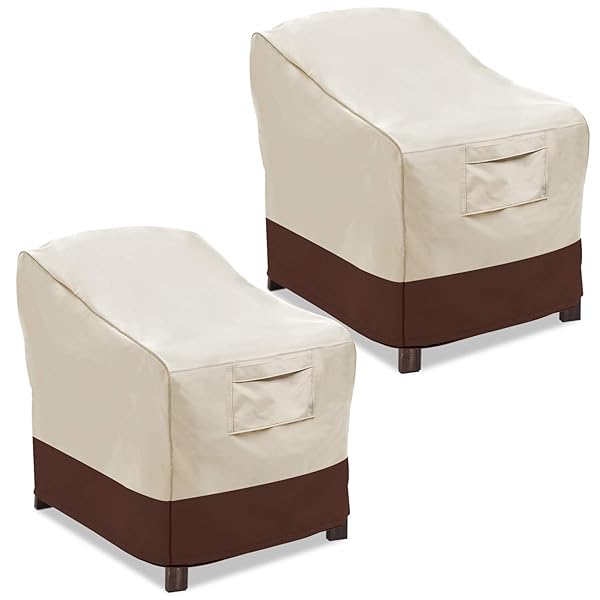 Vailge Vailge Heavy Duty Waterproof Patio Chair Covers - 2 Pack Large Beige & Brown for Outdoor Furniture Protection