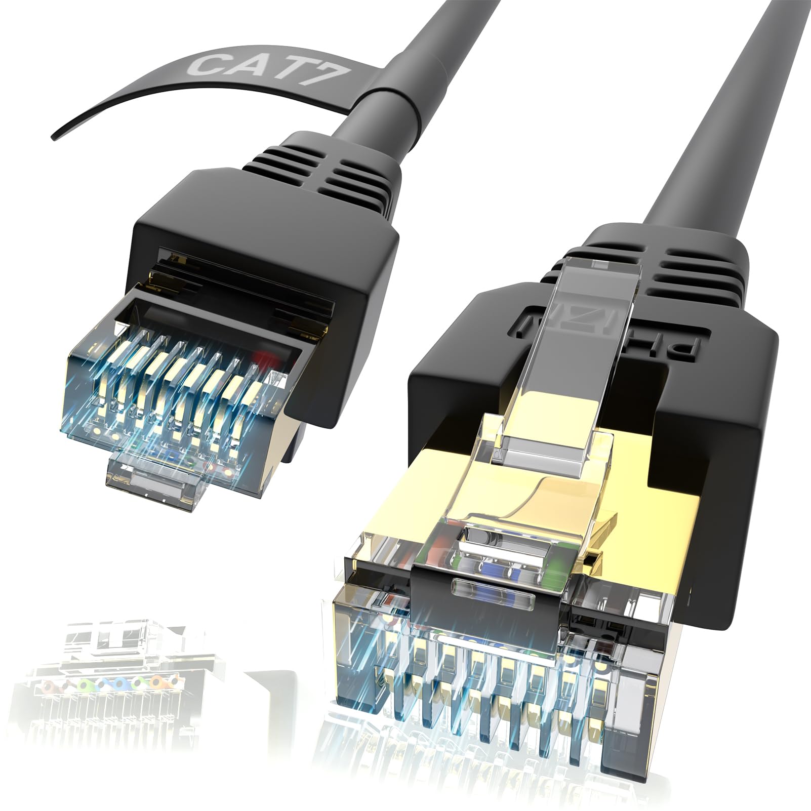 Phizli Phizli Cat7 Ethernet Cable: 150ft & More - 10Gbps, 600MHz SFTP LAN for Gaming & Routers