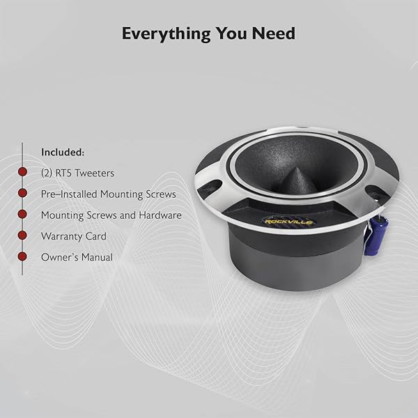 Rockville "Rockville RT5 2.8" Aluminum Car Tweeters with Titanium Diaphragm - High-Quality Sound Upgrade" - View 5 of 10
