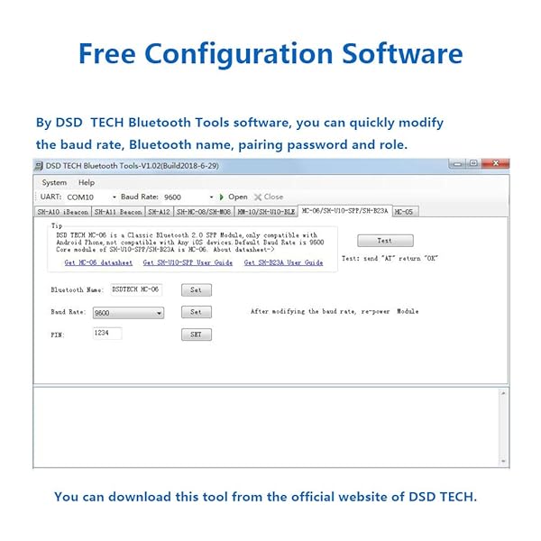 DSD TECH DSD TECH SH-B23A Bluetooth 2.0 to RS232 Adapter: DB9 Converter for Seamless Connectivity - View 4 of 9