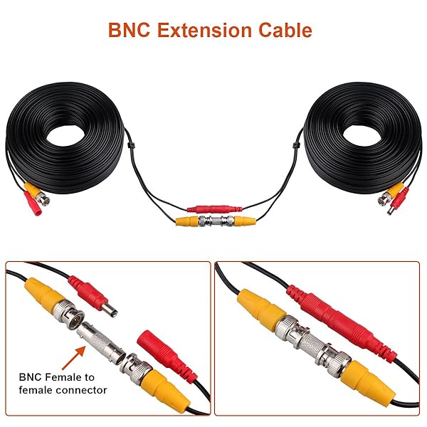 WILDHD 200ft WILDHD BNC Cable - All-in-One Siamese Video & Power for 5MP HD CCTV Systems (2PCS, Black) - View 6 of 9