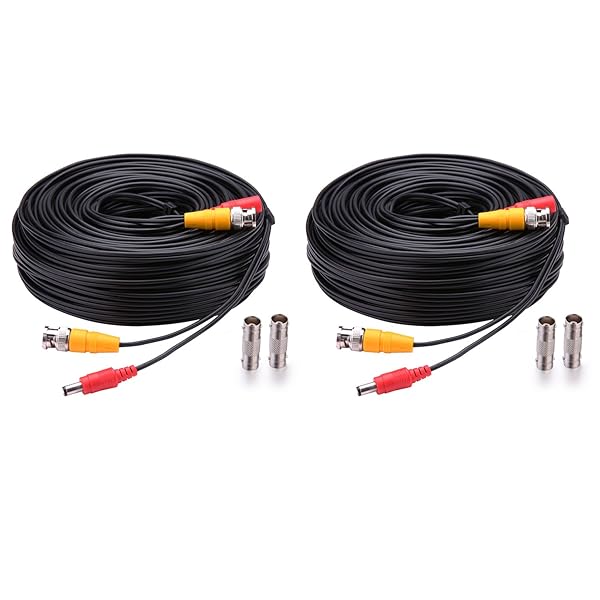 WILDHD WildHD 2x150ft Siamese BNC Video Power Security Camera Cable with 2 Female Connectors for HD CCTV DVR Surveillance System