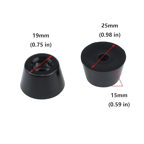 Antrader Antrader Rubber Feet 24 Pack Black Bumper Pads Tapered with Washers 1 inch x 0.6 inch for Furniture Protection - View 2 of 4