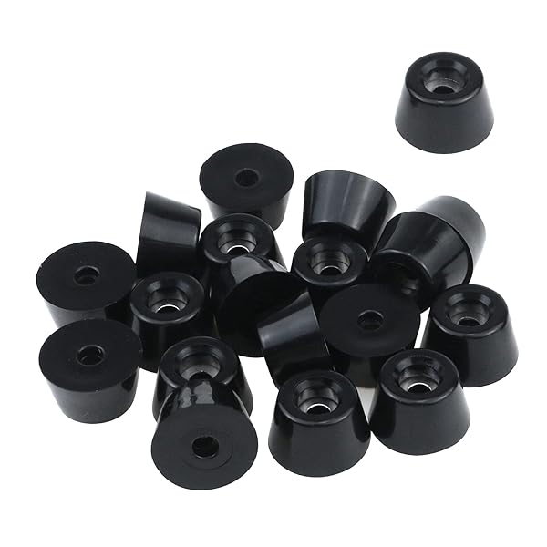 Antrader Antrader Rubber Feet 24 Pack Black Bumper Pads Tapered with Washers 1 inch x 0.6 inch for Furniture Protection