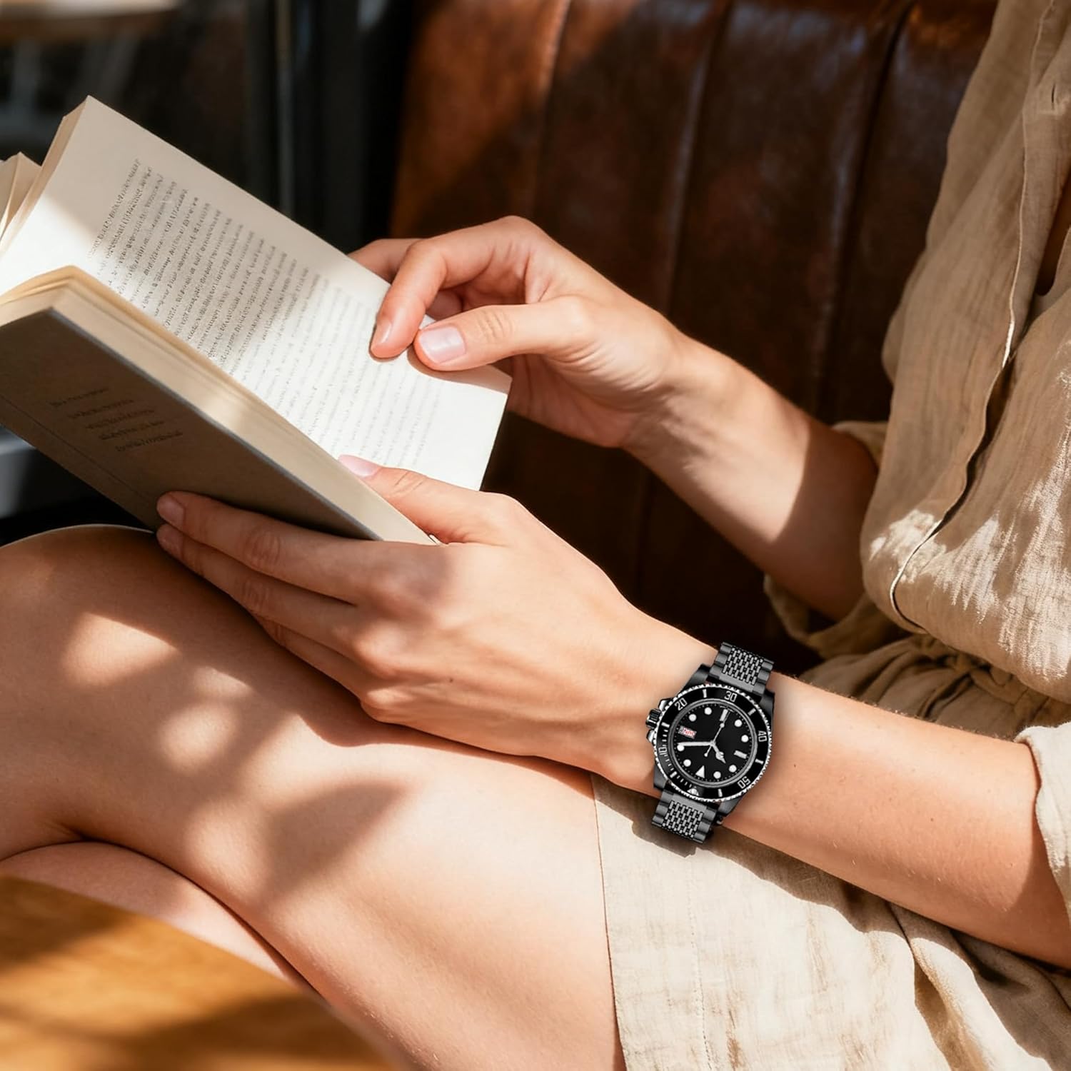 Kai Tian Kai Tian Luxury Black Stainless Steel Watch Band 24mm Brushed Metal Bracelet with Double Locking Clasp for Men - View 3 of 9