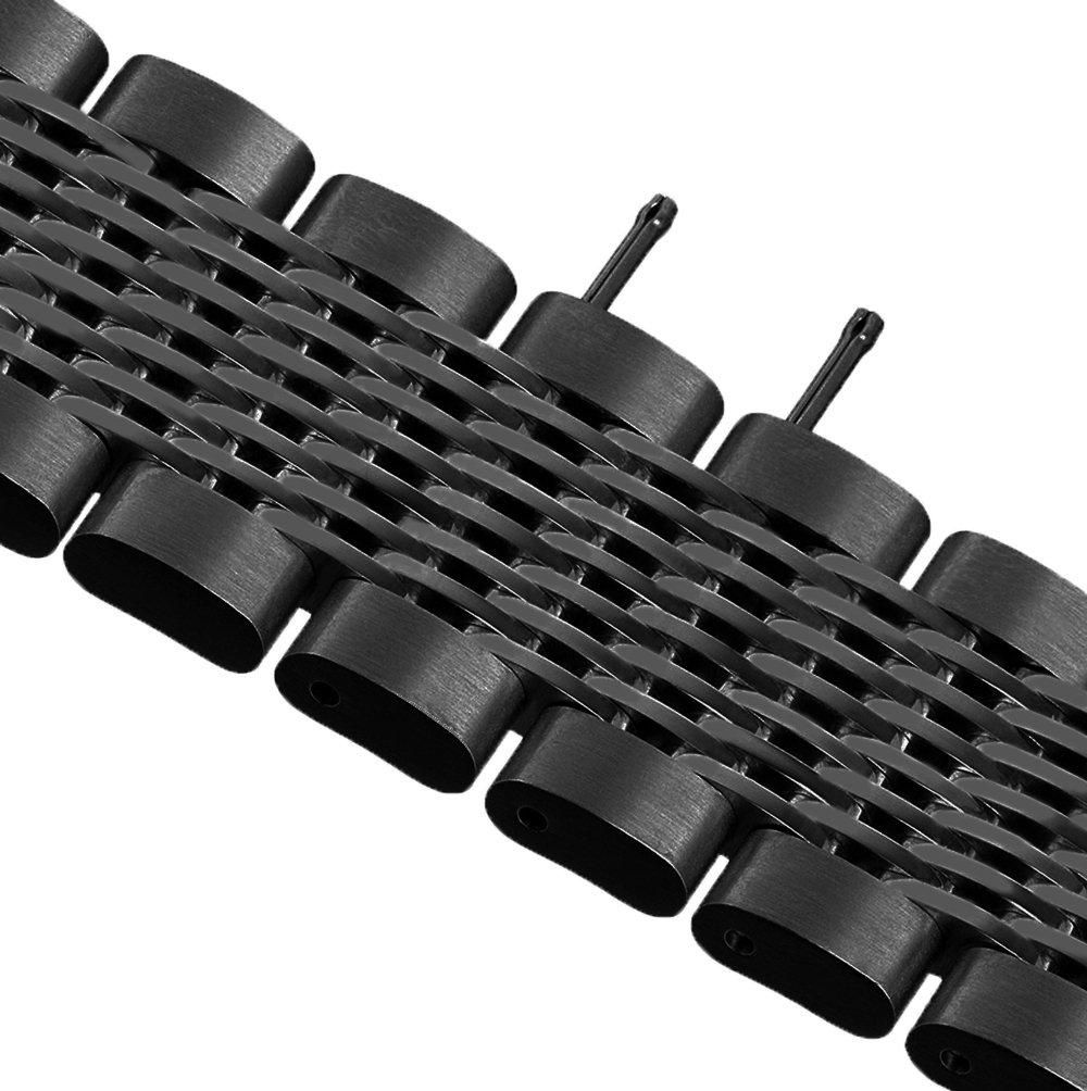 Kai Tian Kai Tian Luxury Black Stainless Steel Watch Band 24mm Brushed Metal Bracelet with Double Locking Clasp for Men - View 4 of 9