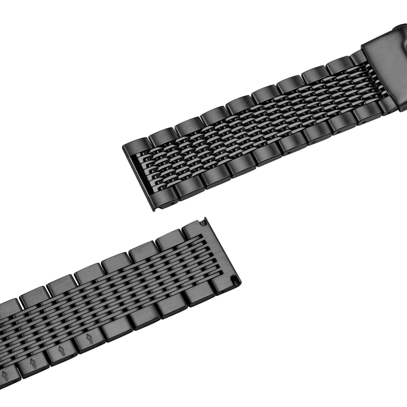 Kai Tian Kai Tian Luxury Black Stainless Steel Watch Band 24mm Brushed Metal Bracelet with Double Locking Clasp for Men - View 6 of 9