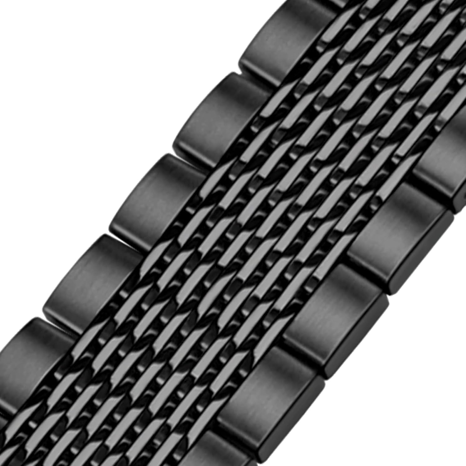 Kai Tian Kai Tian Luxury Black Stainless Steel Watch Band 24mm Brushed Metal Bracelet with Double Locking Clasp for Men - View 7 of 9