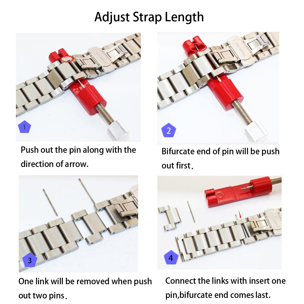 Kai Tian Kai Tian Luxury Black Stainless Steel Watch Band 24mm Brushed Metal Bracelet with Double Locking Clasp for Men - View 9 of 9