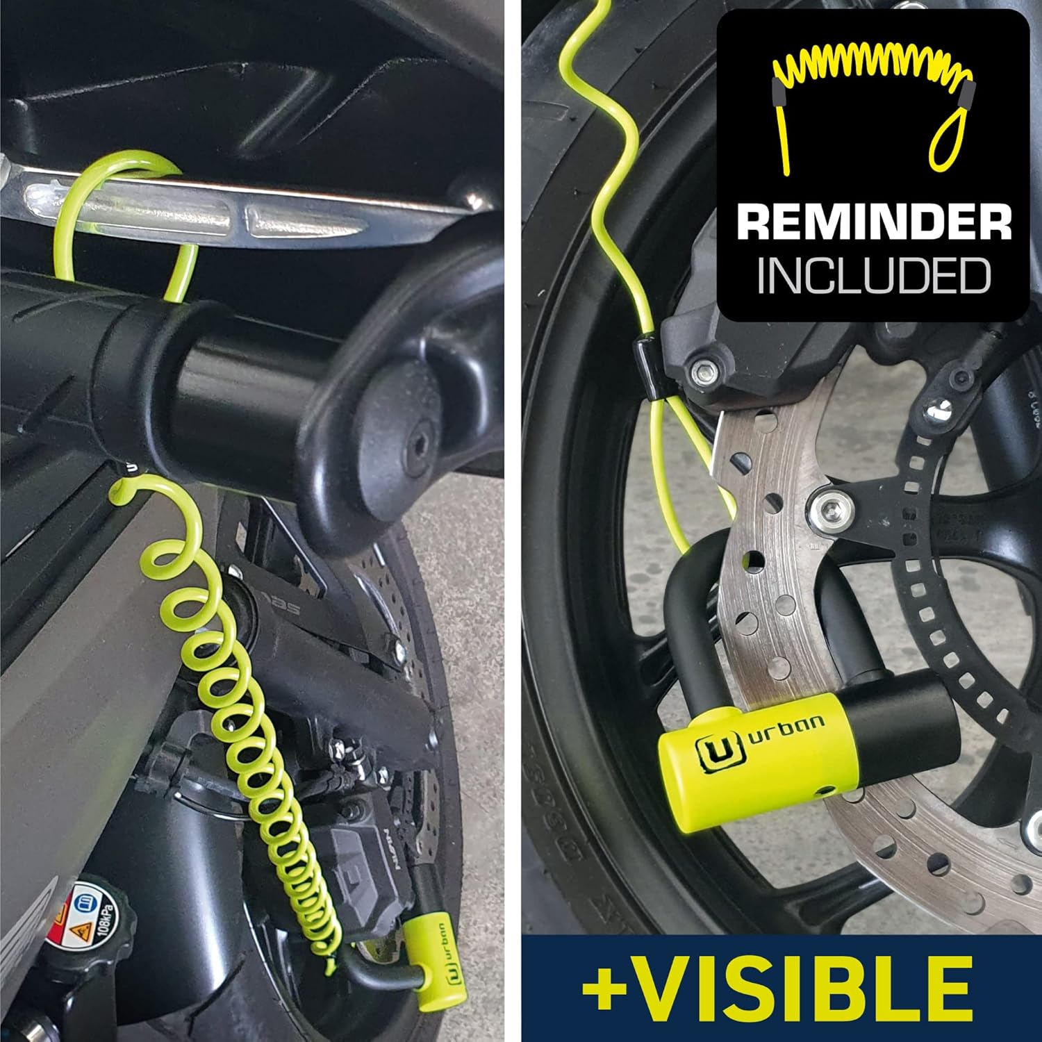 urban Urban UR59 Mini U Disc Lock Double Locking 14mm Hardened Steel Shackle Anti Theft Wheel Lock for Motorcycle Scooter Bike - View 5 of 6