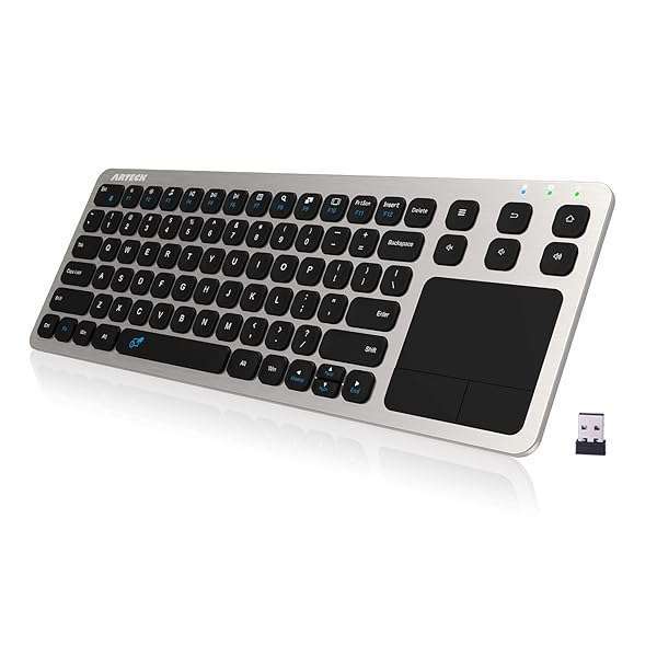 Arteck Arteck 2.4G Wireless Touch Keyboard: Compact Full-Size with Touchpad for Smart TVs & Computers