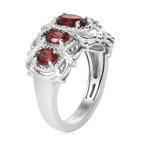 SHOP LC DELIVERING JOY Shop LC Garnet 5 Stone Statement Ring - Platinum Plated Victorian Jewelry for Women, Size 7, Perfect Christmas Bridesmaid Gift - View 7 of 10