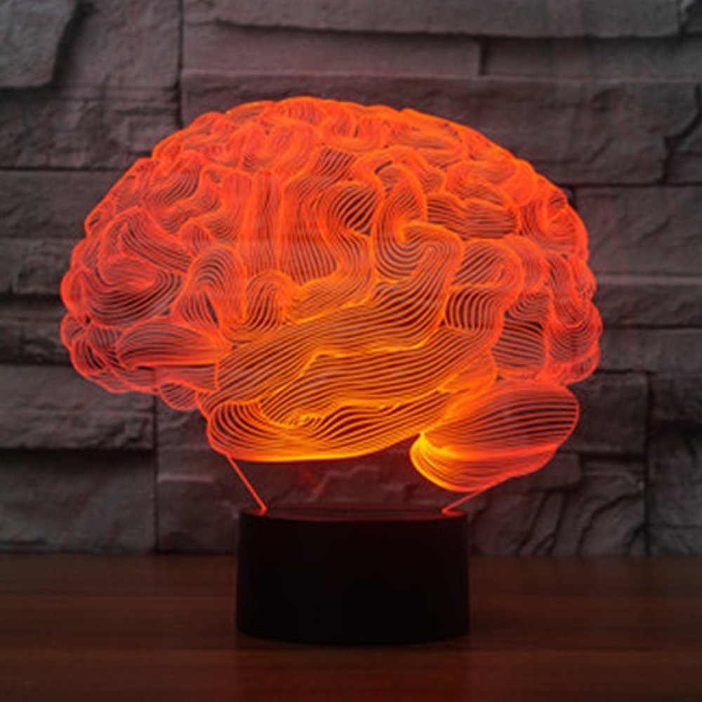 YTDZLTD YTDZLTD 3D Brain Night Light 16 Colors USB Remote Control Touch Switch LED Table Lamp Optical Illusion Decor - View 2 of 8