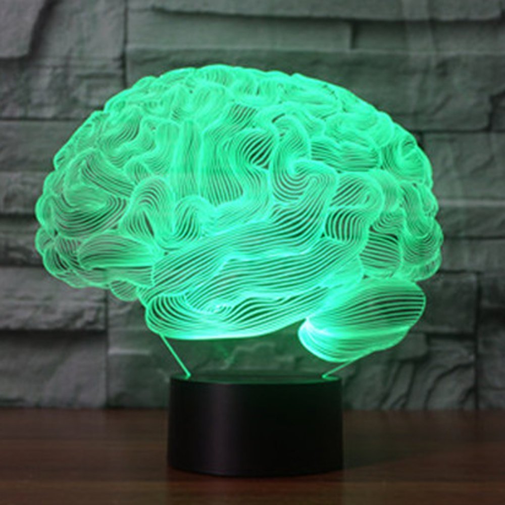 YTDZLTD YTDZLTD 3D Brain Night Light 16 Colors USB Remote Control Touch Switch LED Table Lamp Optical Illusion Decor - View 3 of 8