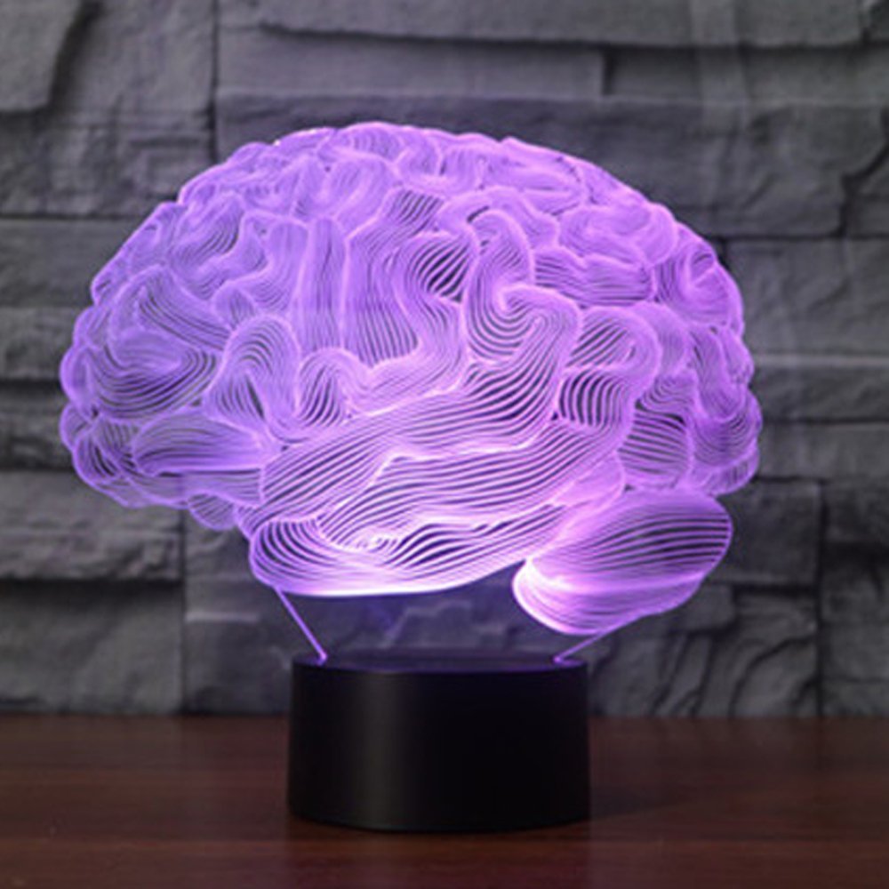 YTDZLTD YTDZLTD 3D Brain Night Light 16 Colors USB Remote Control Touch Switch LED Table Lamp Optical Illusion Decor - View 4 of 8