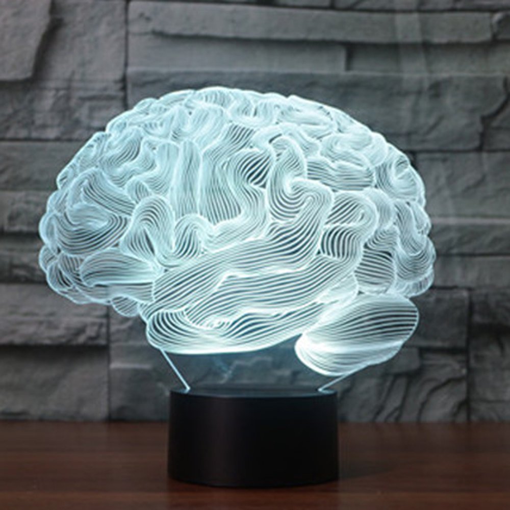YTDZLTD YTDZLTD 3D Brain Night Light 16 Colors USB Remote Control Touch Switch LED Table Lamp Optical Illusion Decor - View 5 of 8