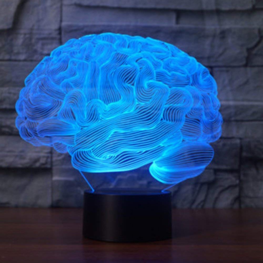 YTDZLTD YTDZLTD 3D Brain Night Light 16 Colors USB Remote Control Touch Switch LED Table Lamp Optical Illusion Decor - View 6 of 8