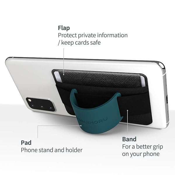 Sinjimoru Sinjimoru Phone Grip Card Holder & Stand: Secure Wallet for iPhone with Kickstand - Sinji Pouch B-Grip Black - View 5 of 9
