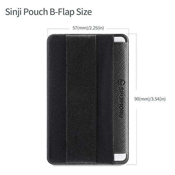 Sinjimoru Sinjimoru Phone Grip Card Holder with Flap - Adhesive Wallet & Finger Strap for Easy Access - Black Sinji Pouch B-Flap - View 8 of 8