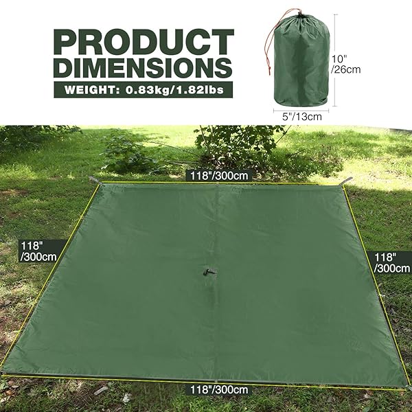 REDCAMP REDCAMP 10x10ft Waterproof Hammock Rain Fly Tarp - Lightweight Camping Shelter for Hiking & Outdoor Adventures - View 5 of 7