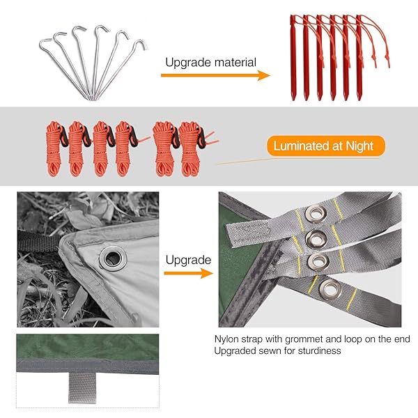 REDCAMP REDCAMP 10x10ft Waterproof Hammock Rain Fly Tarp - Lightweight Camping Shelter for Hiking & Outdoor Adventures - View 6 of 7