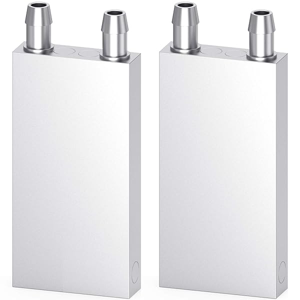 DIYhz DIYhz Aluminum Water Cooling Block - 2pcs Liquid Cooler Heat Sink for PC CPU & GPU Radiator (40mm x 80mm x 12mm)
