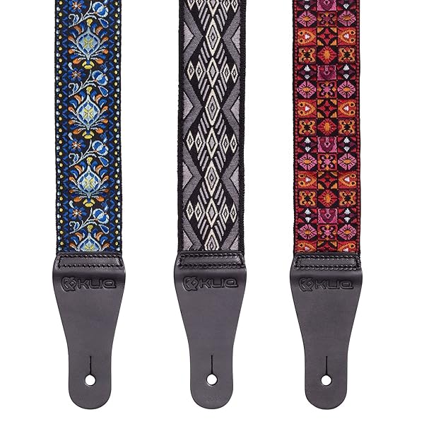 KLIQ Music Gear Shop KLIQ Vintage Woven Guitar Strap - '60s Jacquard Hootenanny Style with Free Strap Locks & Picks | Classic Hendrix Blue - View 8 of 9