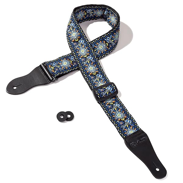 KLIQ Music Gear Shop KLIQ Vintage Woven Guitar Strap - '60s Jacquard Hootenanny Style with Free Strap Locks & Picks | Classic Hendrix Blue - View 9 of 9