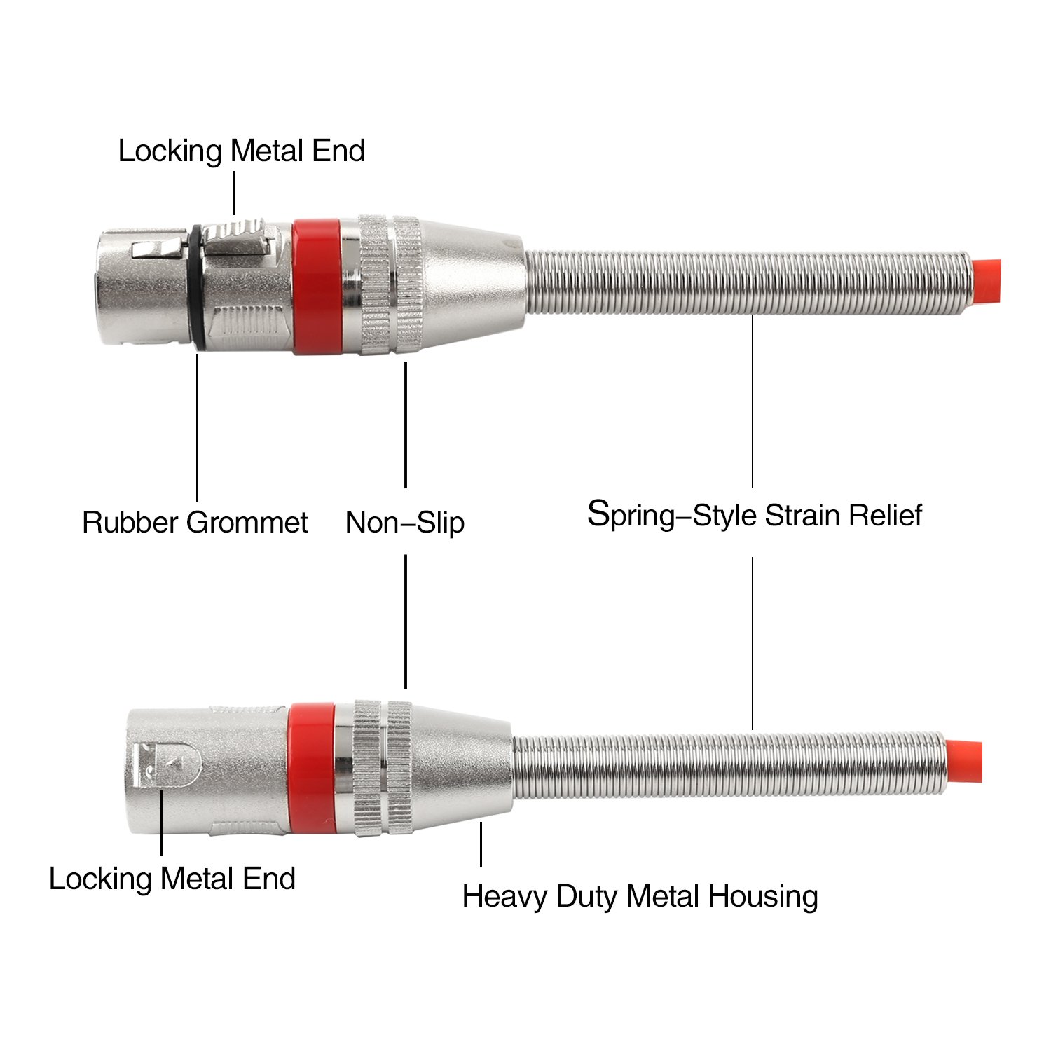 Disino Disino 6 Pack 6.6ft Multi Color XLR Microphone Cables 3 Pin Balanced Male to Female Patch Cords for Mic and Audio Use - View 4 of 9