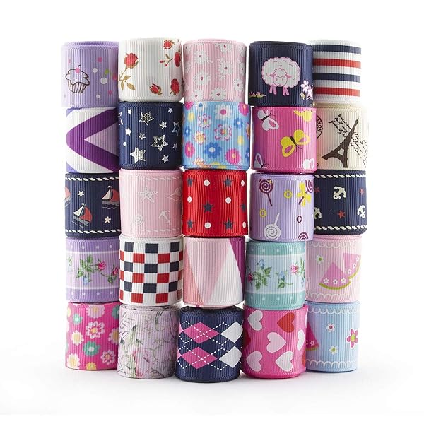 Summer-Ray.com Summer Ray 25 Yards 1 Inch Printed Grosgrain Ribbon Value Pack with 25 Unique Designs for Crafting and Decorating