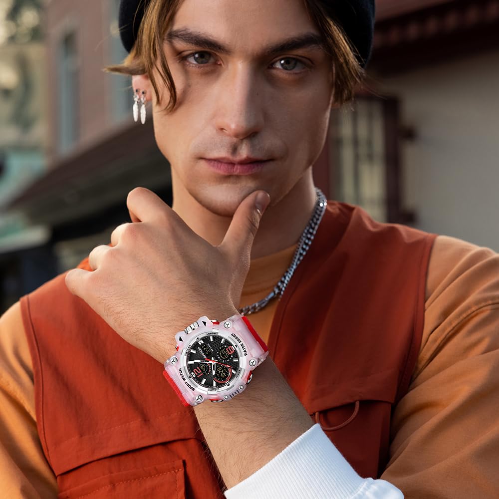 FANMIS Mens Digital Sports Watch Waterproof LED Alarm Backlight Multifunctional Orange 50M - View 3 of 6