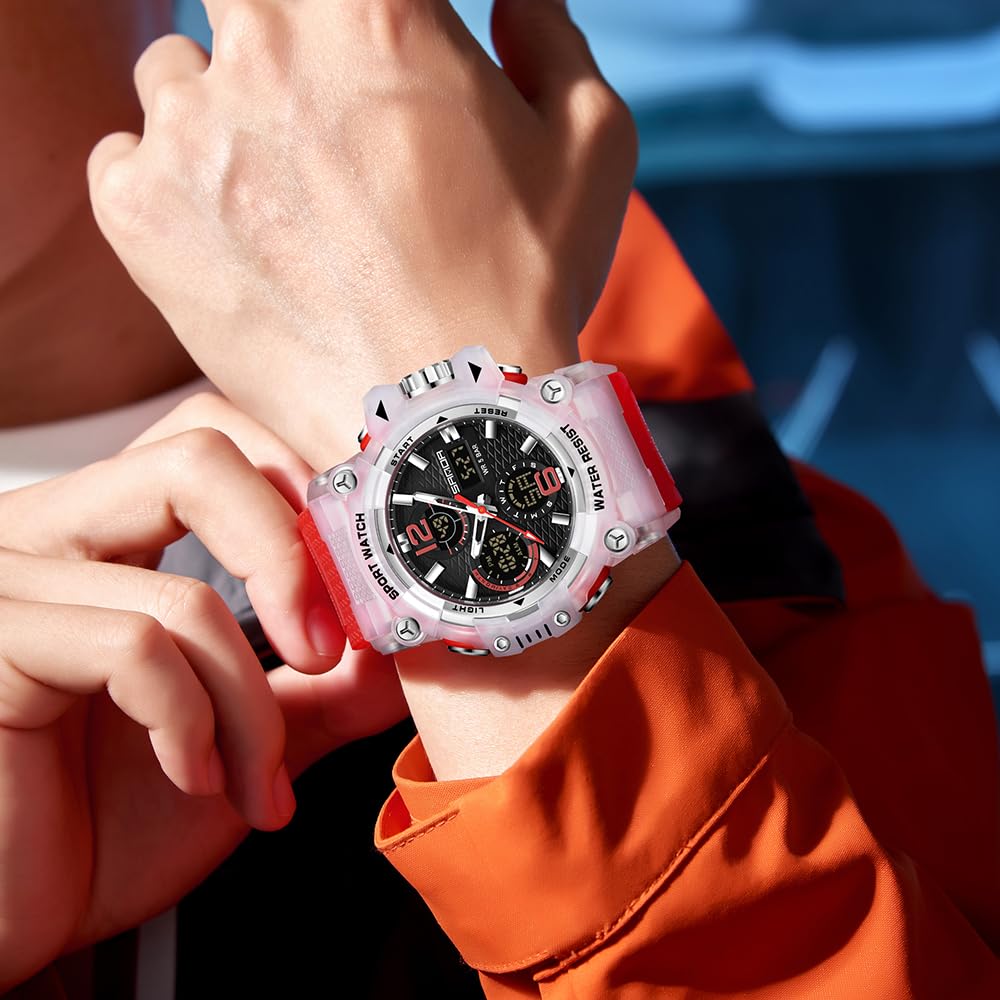 FANMIS Mens Digital Sports Watch Waterproof LED Alarm Backlight Multifunctional Orange 50M - View 4 of 6