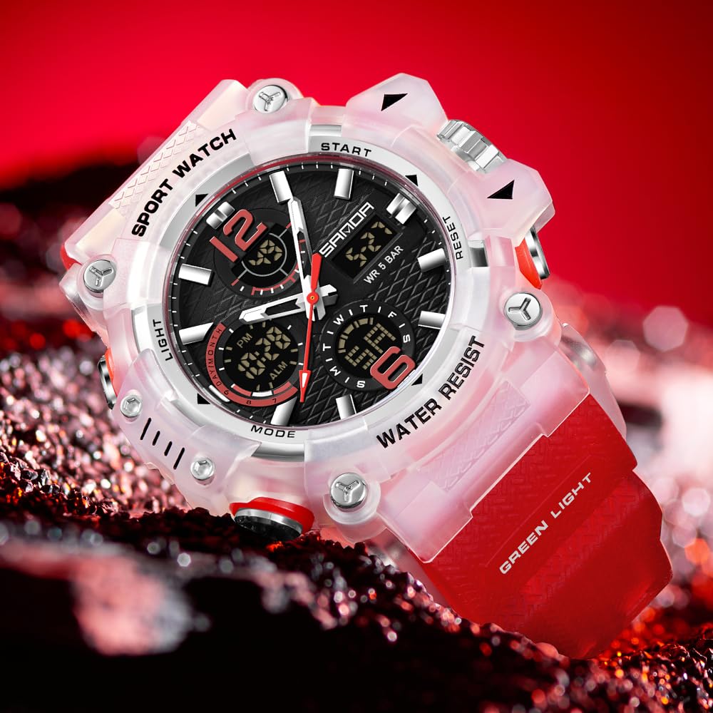 FANMIS Mens Digital Sports Watch Waterproof LED Alarm Backlight Multifunctional Orange 50M - View 5 of 6