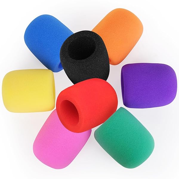 ChromLives ChromLives Colorful Microphone Cover Foam Windscreen Top Grade 8 Pack for Enhanced Sound Quality and Protection