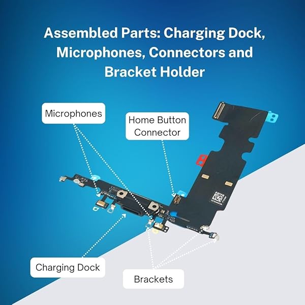E-REPAIR E-REPAIR Charging Port and Headphone Jack Flex Cable Replacement for iPhone 8 Plus Black Quality Repair Part - View 6 of 7