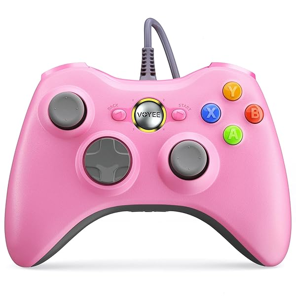 VOYEE VOYEE Wired PC Controller for Xbox 360 and Windows 10 8 7 with Upgraded Joystick and Double Shock in Pink