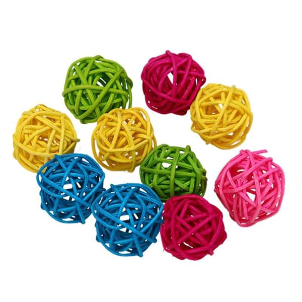 POPETPOP POPETPOP 10Pcs Rattan Balls for Birds - Chew Toys & Hanging Ornaments for Parrots & Small Animals
